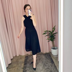 & OTHER STORIES Paris Atelier Draped Low Back  X Front Midi Dress Size 6